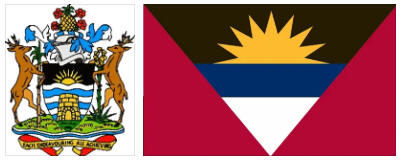 Antigua and Barbuda flag and coat of arms