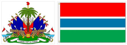 Gambia flag and coat of arms
