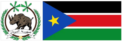 South Sudan flag and coat of arms