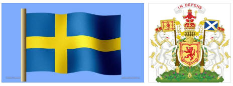 Sweden flag and coat of arms