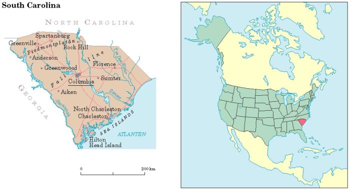 South Carolina Location Map